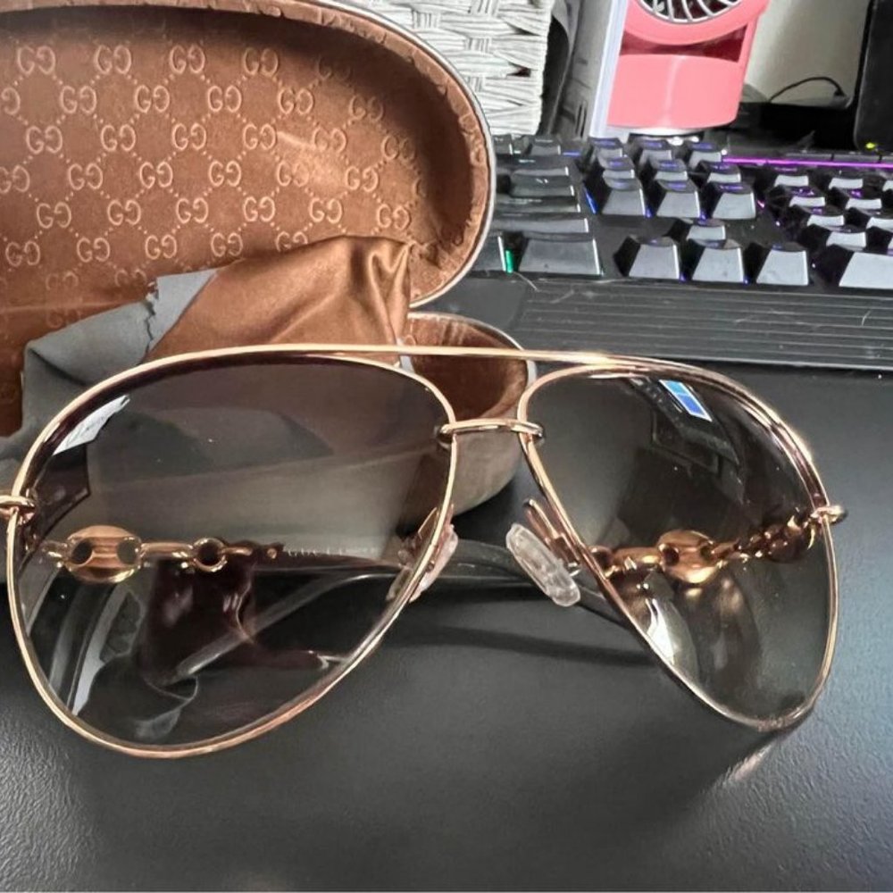 Genuine Gucci Aviator Sunglasses Rose Gold